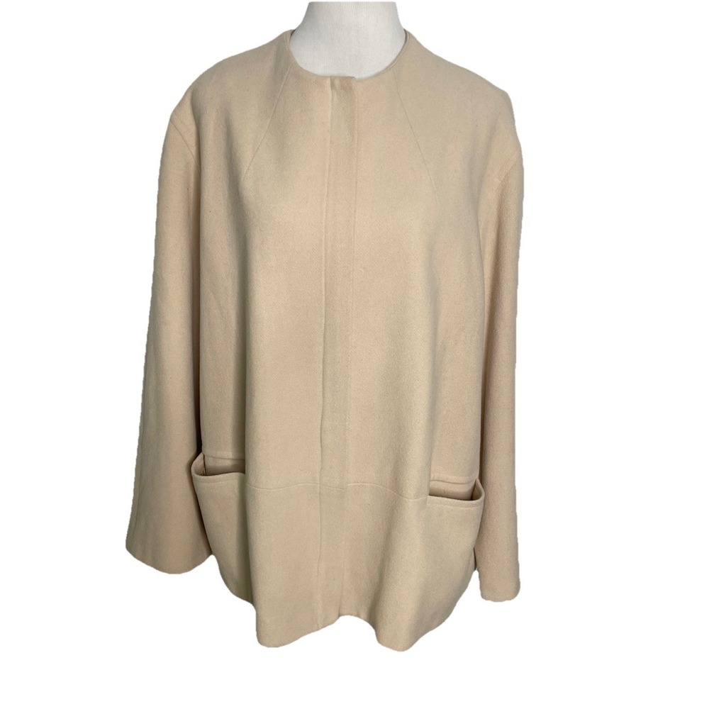 Studio Jax Beige Wool Cashmere Blend Blazer Jacket Size 16 Canada Classic Career